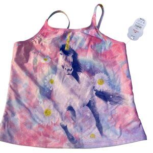 Wonder Nation Girls XL (14-16) Tankini TOP ONLY Unicorn Print Pink UPF 50+